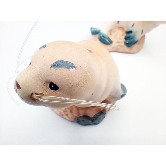 Sea Lions Figures Pair Vintage Playful Ceramic 4.5 Inch Nautical Life Decor - Picture 14 of 16